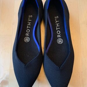 Rothy's Black Flats with Blue Trim